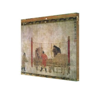 53Hanging, depicting grooms feeding horses Gallery Wrapped Canvas