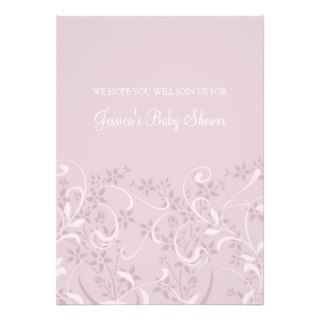 Lilac White Floral Custom Baby Shower Invitations