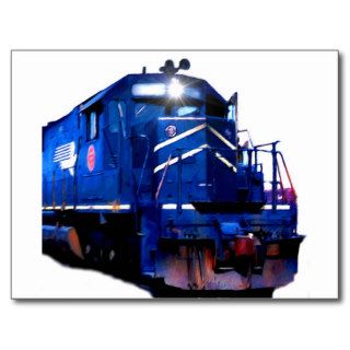 Blue SD 40 Locomotive Postcard