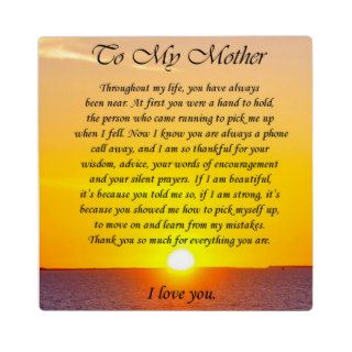 Lovely "To My Mother" Thank You Poem Plaque