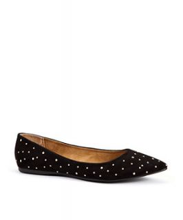 Wide Fit Black Pointed Stud Ballerina Shoes