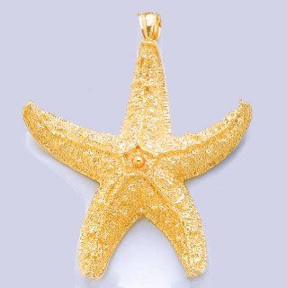 Gold Nautical Charm Pendant Large Starfish Textured Million Charms Jewelry