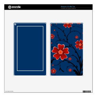 Pretty Red Flowers Vine Kindle Fire Skins