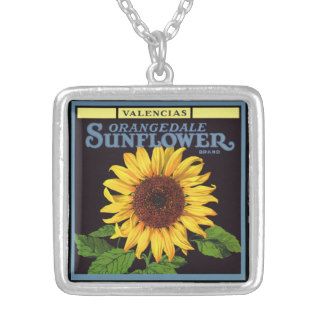 Orangedale Sunflower Vintage Fruit Crate Label Art Custom Necklace