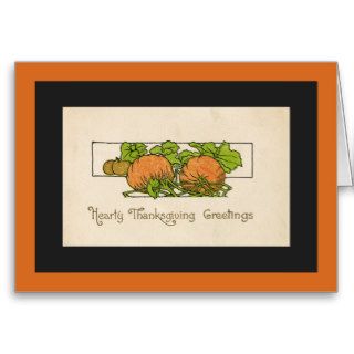 Thanksgiving Greetings  Pumpkin Art Deco Greeting Cards
