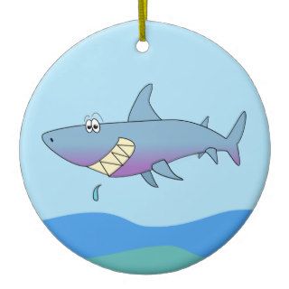 Cute Smiling Cartoon Shark Customizable Template Ornaments