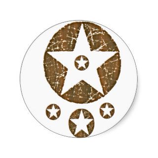 Country Western Cracked Star Badges Stickers
