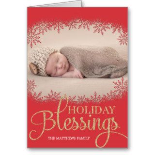 Holiday Blessings Holiday Photo Greeting Card Red Greeting Card