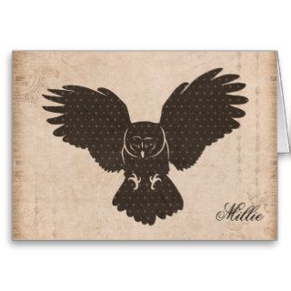 Owl Silhouette Personalized Notecard Card