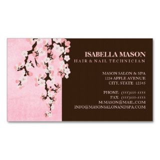Chocolate Brown & Cherry Blossom Business Cards
