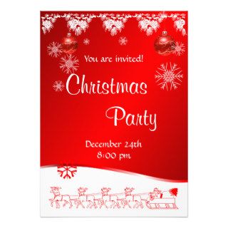 Christmas Party invitation on red background