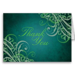 Exquisite Baroque Green Scroll Teal Thank You Card