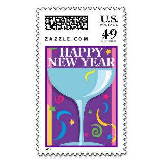 Happy New Year Eve Party Invitation Champagne 2009 Postage Stamp