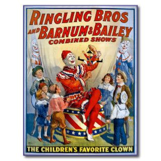 Ringling Brothers & Barnum & Bailey Vintage Clowns Post Cards