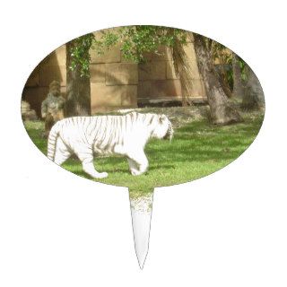 White Bengal Tiger Oval Cake Topper