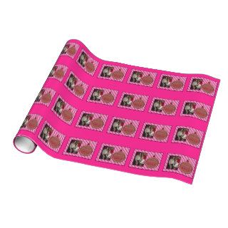 Add A Photo Pink Candy Cane Christmas Plus Text Gift Wrap Paper