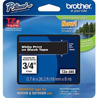Brother TZe 345 P Touch Label Tape, 3/4 White on Black  Make More Happen at