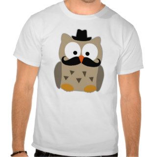 Owl with Mustache and Hat Tee Shirts