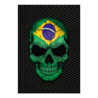 Brazilian Flag Skull on Steel Mesh Graphic Personalized Invite