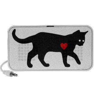 Black Cat with Red Heart Silhouette Speaker