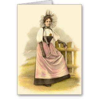 Beautiful Swiss Woman in Traditional Costume, Bern Greeting Card
