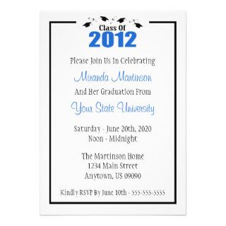 Class Of 2012 Graduation Invitation (Blue Caps)