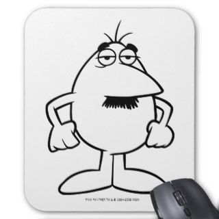 Cartoon Outline Mustached Inspector Mouse Pads