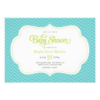 Turquoise and Green Sweet Chevron Baby Shower Cards