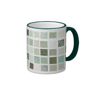 Modelo de mosaico verde del edredón tazas de café de