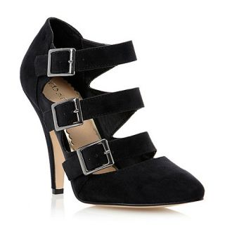 Head Over Heels by Dune Black microfibre bastille pointed toe buckle detail court shoe
