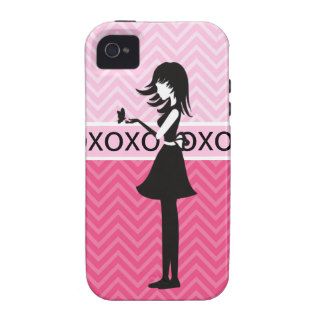 Trendy Chic Girl Chevron Pink iPhone 4 Case