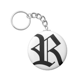 R text Old English Key Chains