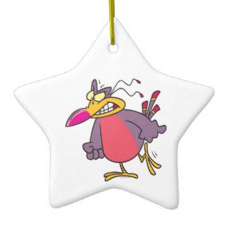 silly angry mad bird cartoon character christmas ornaments