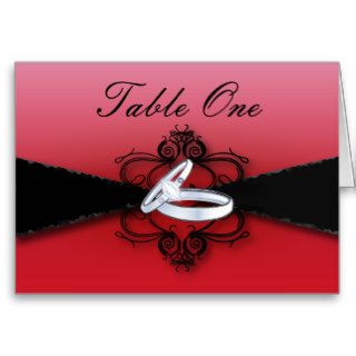 Elegant Red Black Wedding Table Number Card