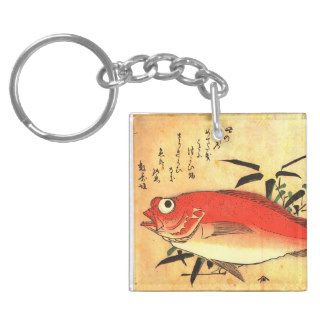 Akodai   Colorful 19th Century Japanese Fish Print Acrylic Keychain