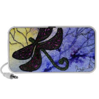 Dragonfly Collage over Watercolor   Blue Yellow iPhone Speaker