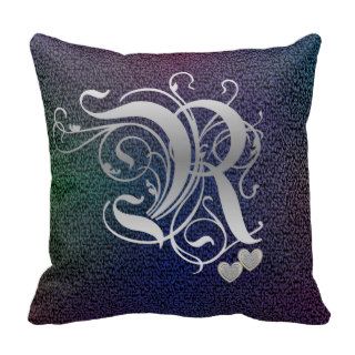 ‘R’ Medieval Vines Monogram Throw Pillows Pillow