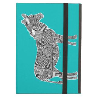 Geometric Shape Collage Zebra Turquoise Background iPad Cover