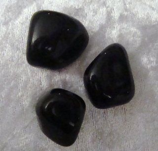 3 Tumbled Black Obsidian Stones Gemstones Crystals Healing Rocks Wiccan Supplies 