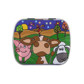 Farm Animal Folk Art Candy Tin