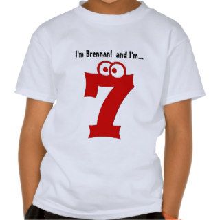 Cute Birthday Tee for 7 Year Old Fun Red Number