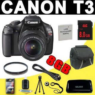 Canon EOS Rebel T3 12.2 MP Digital SLR Camera (1100D) T3 w/ 18 55mm IS II Lens (Black) & 8GB DavisMAX Kit  Digital Slr Camera Bundles  Camera & Photo