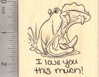 I love you this much Hippopotamus Rubber Stamp, Hippo
