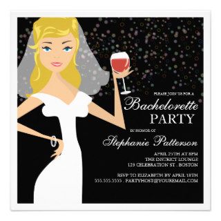 Modern Bride Wine Bachelorette Party Invitation