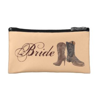 elegant vintage Cowboy Boots Country bride Makeup Bag