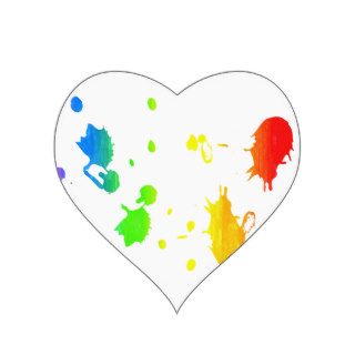 Rainbow paint splatter heart sticker