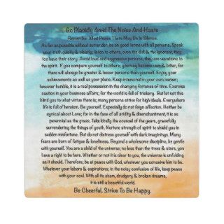 Desiderata Poem in Blue Thunder On The Beach Plaques