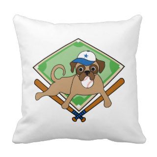 Customizable Baseball Pug Gifts and Tees Throw Pillows