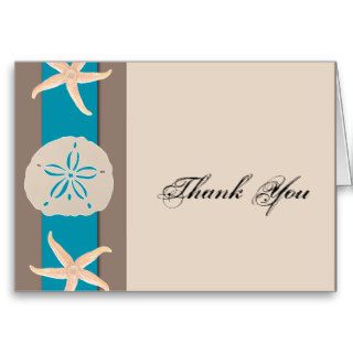 Brown and Turquoise Starfish Wedding Thank You Card