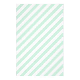 Pastel Sea Green and White Stripes. Stationery Paper